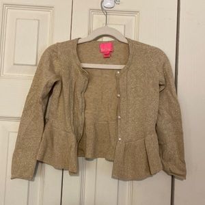 Lilly Pulitzer girls gold crop ruffle sweater size S (4-5)